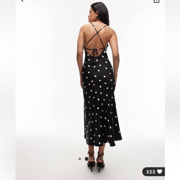 NWT &Other Stories maxi cami slip low back in mono polka dot print dress Size 2 - Picture 2 of 9